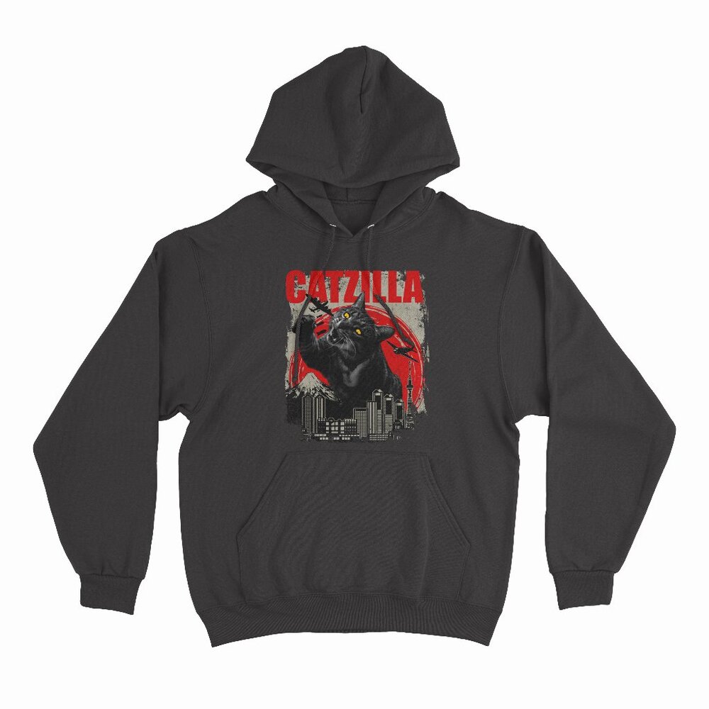 Catzilla - Funny Cat Lover Kitten Kitty Black Hoodie